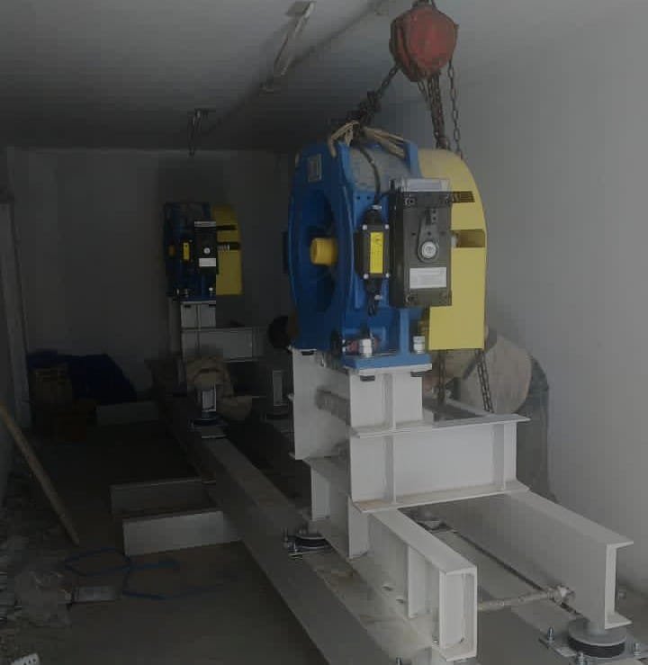 Elevator hoist motors in machine room